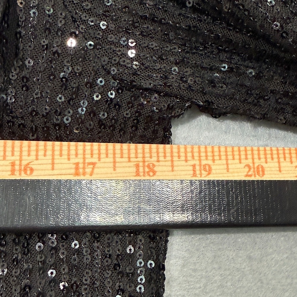 Ultra Pink Sequin Button Front Black Women Blouse Size S Glam Party Going Out - Picture 8 of 8